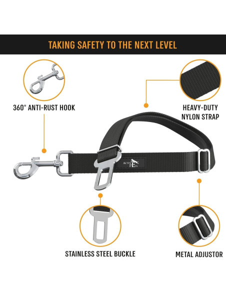 Arnés de Cinturón de Seguridad para Perros Active Pets Negro