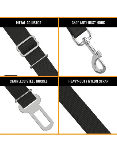 Arnés de Cinturón de Seguridad para Perros Active Pets Negro