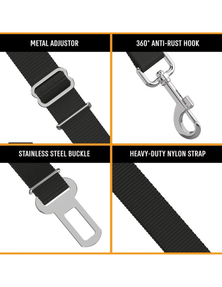 Arnés de Cinturón de Seguridad para Perros Active Pets Negro