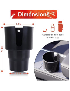Expansor Soporte Tazas Coche Elevon Negro 2 Piezas 2