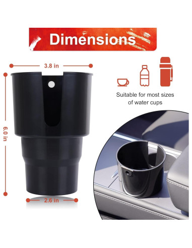 Expansor Soporte Tazas Coche Elevon Negro 2 Piezas