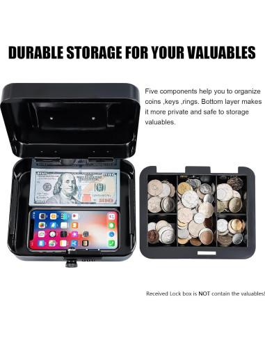 Caja de Dinero Mediana KYODOLED con Cerradura de Combinación 20x16x9cm Negra