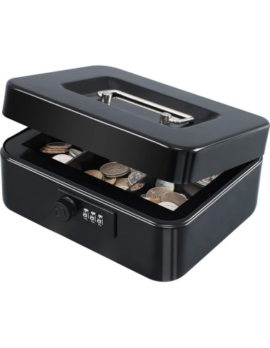 Caja de Dinero Mediana KYODOLED con Cerradura de Combinación 20x16x9cm Negra