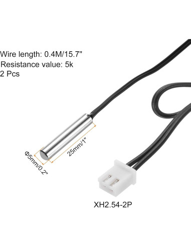 Sonda de Sensor de Temperatura NTC uxcell 5K Acero Inoxidable 40cm