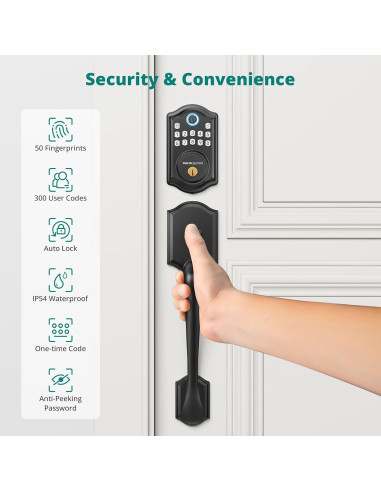 Cerradura Inteligente Biométrica AkaGear DS10 con Manija - Huella Dactilar y Teclado