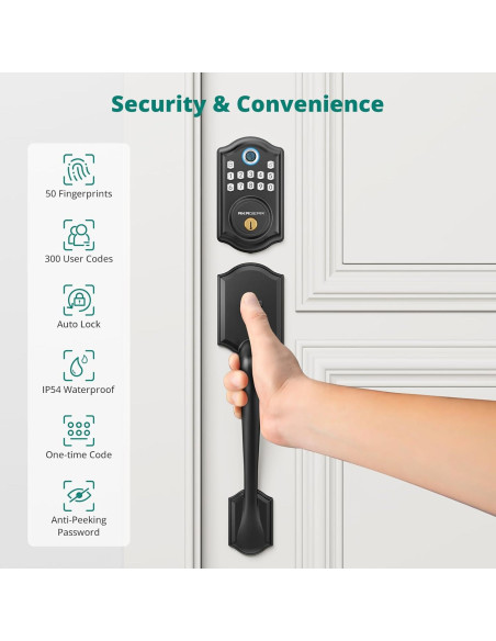 Cerradura Inteligente Biométrica AkaGear DS10 con Manija - Huella Dactilar y Teclado