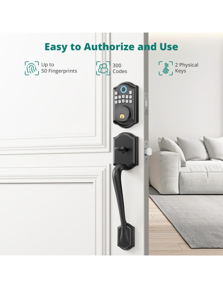 Cerradura Inteligente Biométrica AkaGear DS10 con Manija - Huella Dactilar y Teclado