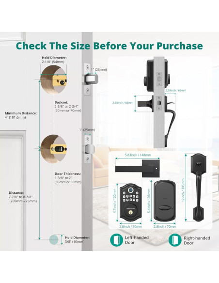 Cerradura Inteligente Biométrica AkaGear DS10 con Manija - Huella Dactilar y Teclado