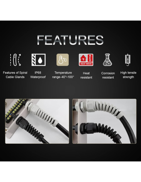 LeMotech 10 Piezas Glandes de Cable NPT 3/8" IP68 Nylon Gris