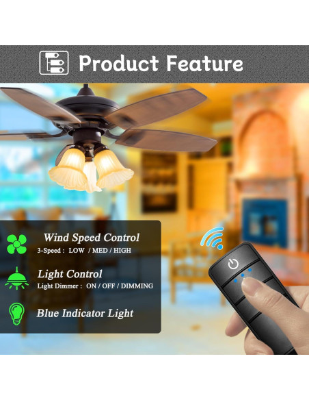 Kit Control Remoto Universal Ventilador Techo FEKOTS 3 Velocidades