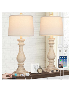 Juego de 2 Lámparas de Mesa Vintage Cinkeda con USB 73.66 cm