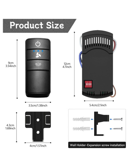 Kit Control Remoto Universal Ventilador Techo FEKOTS 3 Velocidades