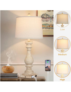 Juego de 2 Lámparas de Mesa Vintage Cinkeda con USB 73.66 cm 2