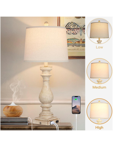 Juego de 2 Lámparas de Mesa Vintage Cinkeda con USB 73.66 cm