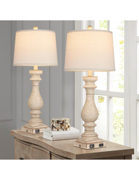 Juego de 2 Lámparas de Mesa Vintage Cinkeda con USB 73.66 cm