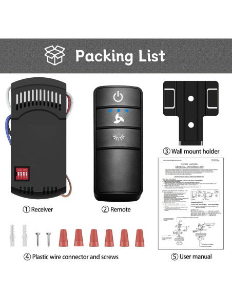 Kit Control Remoto Universal Ventilador Techo FEKOTS 3 Velocidades