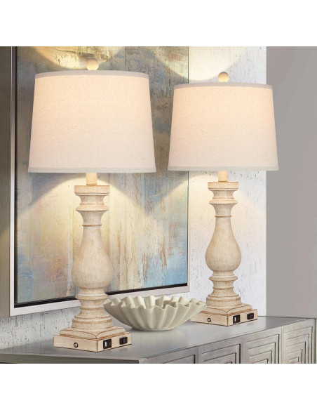 Juego de 2 Lámparas de Mesa Vintage Cinkeda con USB 73.66 cm