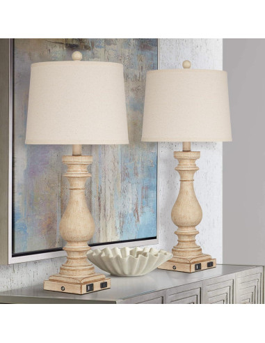 Juego de 2 Lámparas de Mesa Vintage Cinkeda con USB 73.66 cm