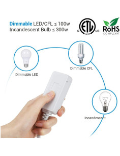 Regulador de Luz Enchufable Dewenwils 100W LED/CFL Blanco 2