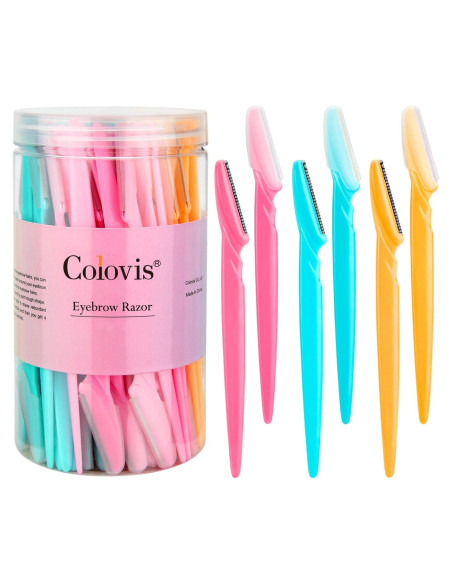 66 Cuchillas de Cejas y Afeitadora Facial Colovis - Seguras y Multifuncionales