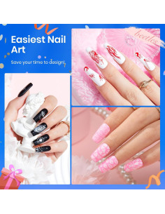 Kit de Estampado de Uñas Beetles 16 Piezas con Gel y Plantillas 2