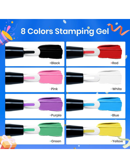 Kit de Estampado de Uñas Beetles 16 Piezas con Gel y Plantillas