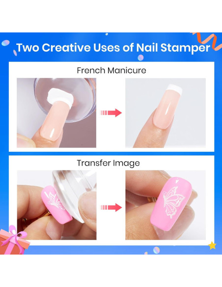 Kit de Estampado de Uñas Beetles 16 Piezas con Gel y Plantillas