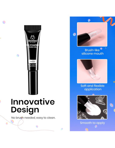 Kit de Estampado de Uñas Beetles 16 Piezas con Gel y Plantillas