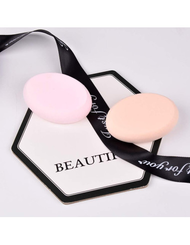 Esponja de Maquillaje Oval Puff 2 Pzs - Tonos Piel y Rosa