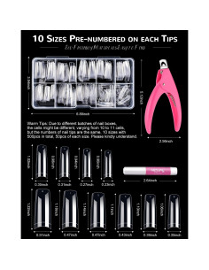 Juego de Puntas de Uñas Acrílicas MORGLES 500 Pcs Francesas 2