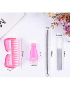 Kit Quitaesmalte Gel MORGLES Rosa con 10 Clips y 300 Discos 2