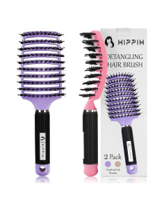 Juego de 2 cepillos desenredantes HIPPIH de jabalí para cabello