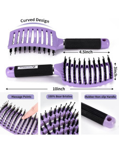 Juego de 2 cepillos desenredantes HIPPIH de jabalí para cabello 2
