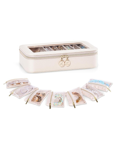 Estuche de Joyería de Viaje Lolalet 8 en 1 Beige con Bolsitas