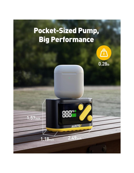 Bomba Eléctrica Mini AUXITO para Bicicleta 120 PSI con Manómetro