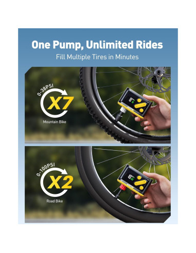 Bomba Eléctrica Mini AUXITO para Bicicleta 120 PSI con Manómetro