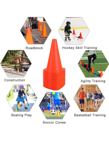 Conos de Tráfico Fragraim 9" Naranja - Juego de 24 para Entrenamiento