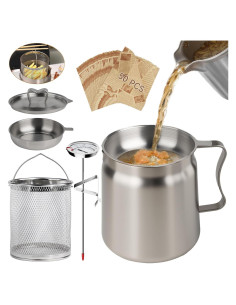 Contenedor de Grasa de Tocino SINYWAY 2L Acero Inoxidable con Filtro