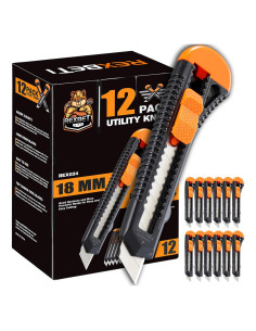 Cuchillo Utility REXBETI 12 Piezas 18mm Afilado Retráctil