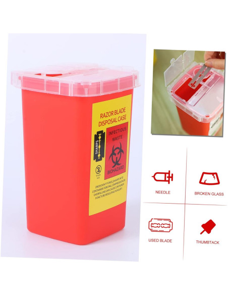 Contenedor de Desechos Cortantes Hemoton Rojo 5pcs 15.4x9.5cm