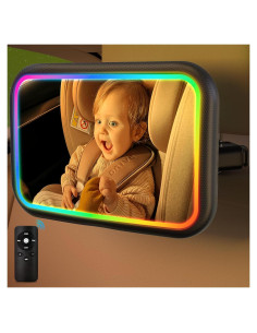 Espejo de Coche para Bebé Fosucwin BBJ-08 con Luz RGB