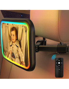 Espejo de Coche para Bebé Fosucwin BBJ-08 con Luz RGB 2