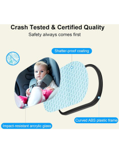 Espejo de Coche para Bebés BOEYOS BM100 Negro 360 Ajustable 2