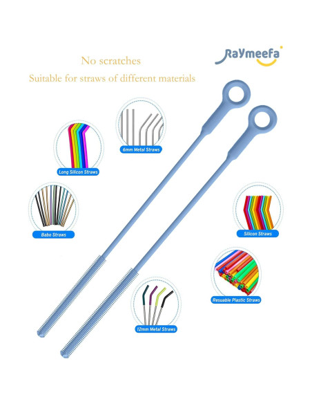 Cepillo Limpiador de Popotes Raymeefa 25.4 cm Silicona Azul Cepillo Limpiador de Popotes Raymeefa 25.4 cm Silicona Azul