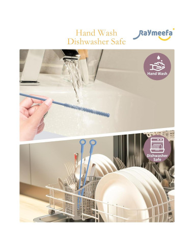 Cepillo Limpiador de Popotes Raymeefa 25.4 cm Silicona Azul