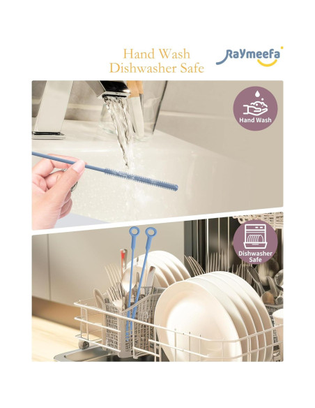 Cepillo Limpiador de Popotes Raymeefa 25.4 cm Silicona Azul Cepillo Limpiador de Popotes Raymeefa 25.4 cm Silicona Azul