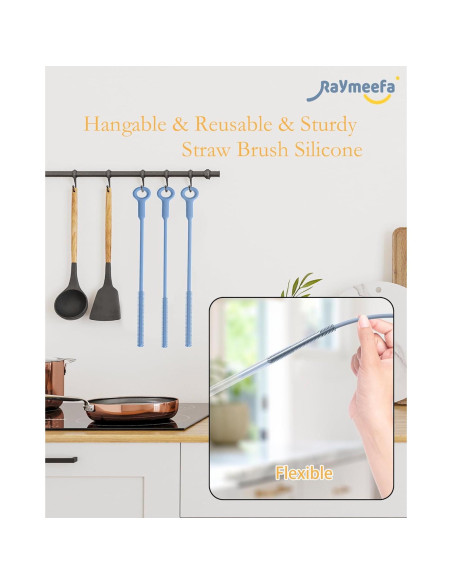 Cepillo Limpiador de Popotes Raymeefa 25.4 cm Silicona Azul Cepillo Limpiador de Popotes Raymeefa 25.4 cm Silicona Azul