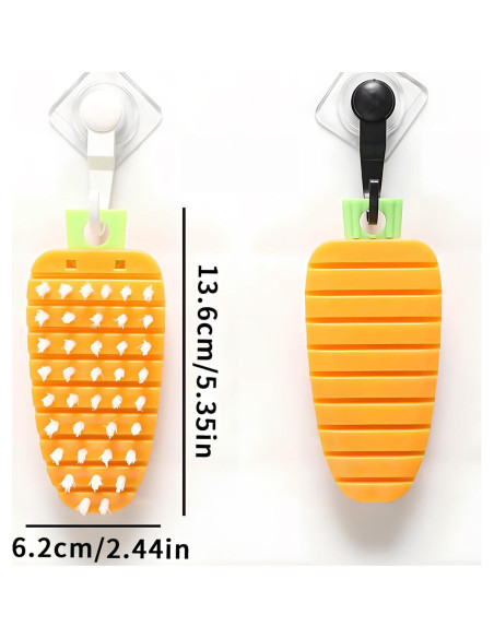 Cepillo de Verduras Zyvoreliax Antideslizante Naranja 2 Piezas