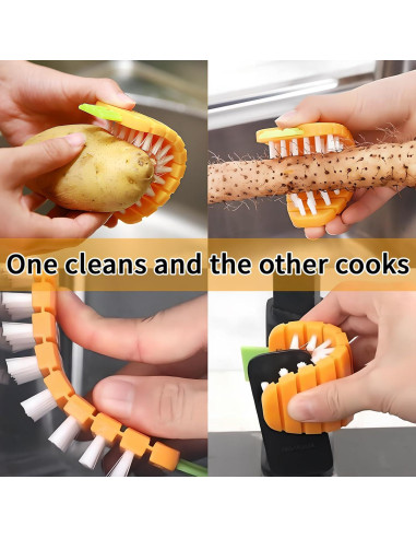 Cepillo de Verduras Zyvoreliax Antideslizante Naranja 2 Piezas