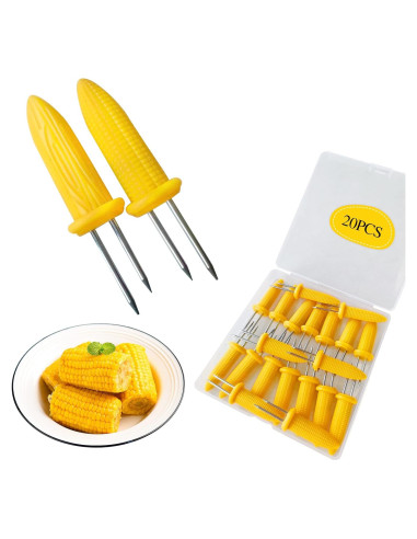 Soportes para Mazorcas de Maíz Kadden - Acero Inoxidable 20 Piezas